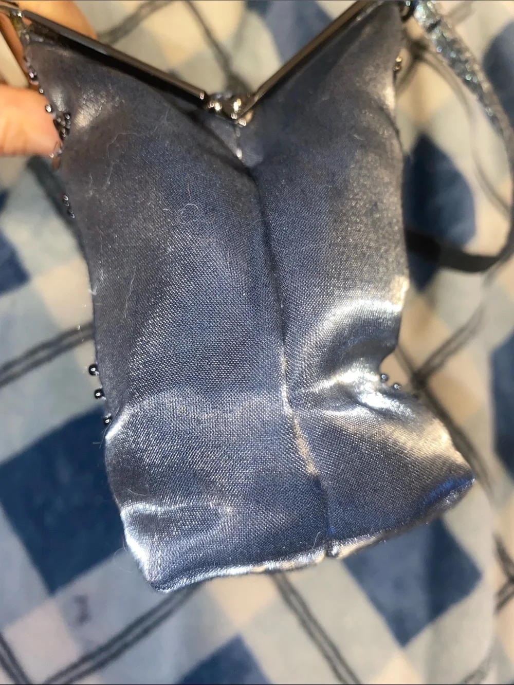 Loft by Ann Taylor Gray Sequin Beaded Clutch Wristlet